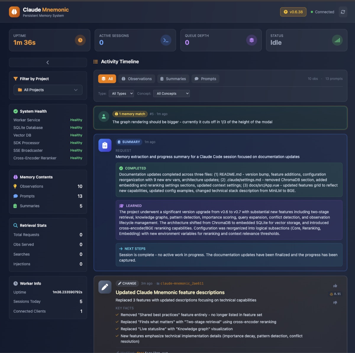 Claude Mnemonic Dashboard